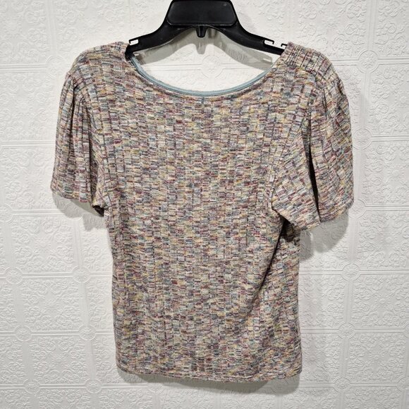 W5 Anthropologie Multicolour Boatneck Short Sleeve Top Medium - Picture 2 of 6